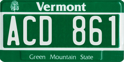 VT license plate ACD861