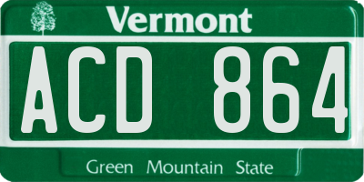 VT license plate ACD864