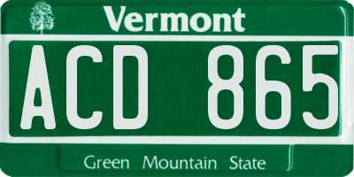 VT license plate ACD865