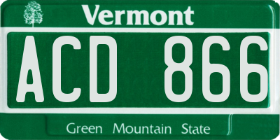 VT license plate ACD866