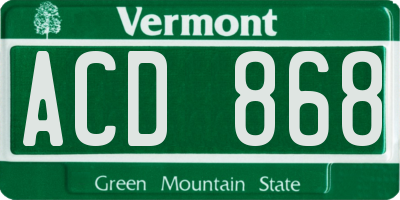 VT license plate ACD868