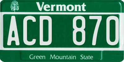 VT license plate ACD870