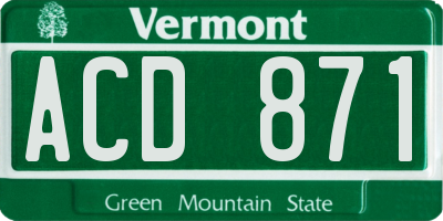 VT license plate ACD871