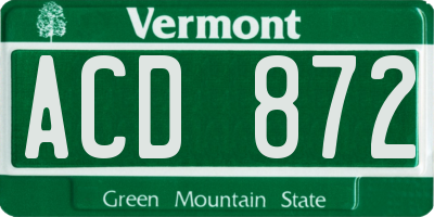 VT license plate ACD872