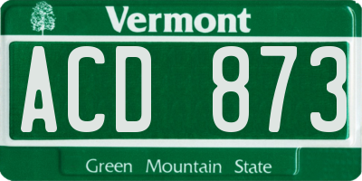 VT license plate ACD873