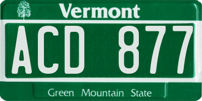 VT license plate ACD877