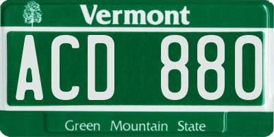 VT license plate ACD880