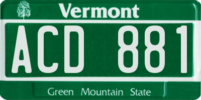 VT license plate ACD881