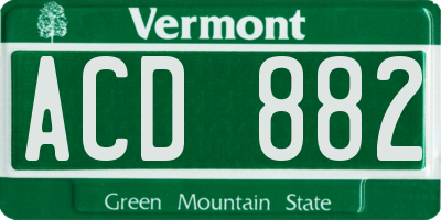 VT license plate ACD882