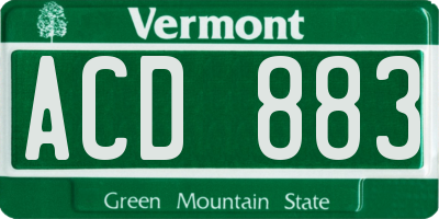 VT license plate ACD883