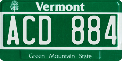 VT license plate ACD884