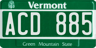 VT license plate ACD885