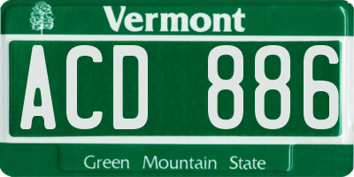 VT license plate ACD886