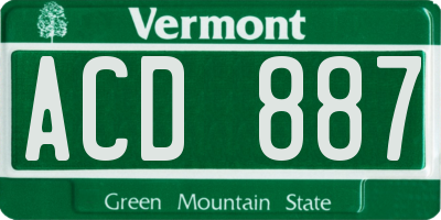 VT license plate ACD887