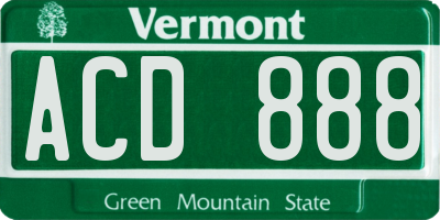 VT license plate ACD888