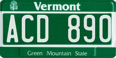 VT license plate ACD890