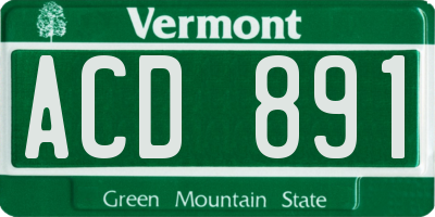 VT license plate ACD891