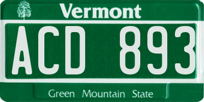 VT license plate ACD893