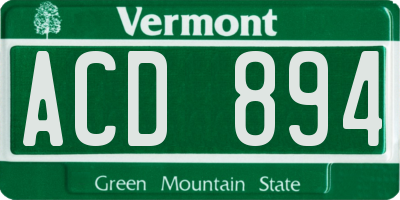 VT license plate ACD894