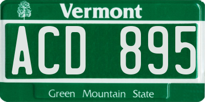 VT license plate ACD895