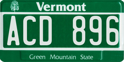 VT license plate ACD896