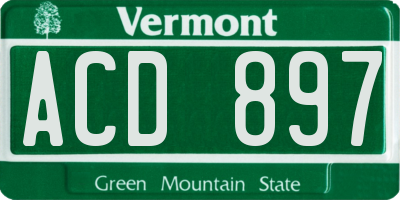 VT license plate ACD897