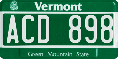 VT license plate ACD898