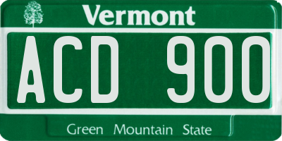 VT license plate ACD900