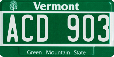 VT license plate ACD903