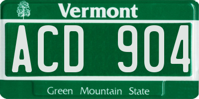 VT license plate ACD904