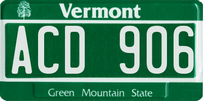 VT license plate ACD906