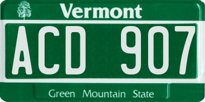 VT license plate ACD907