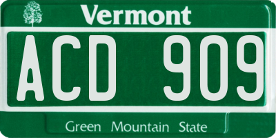 VT license plate ACD909