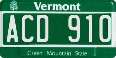 VT license plate ACD910