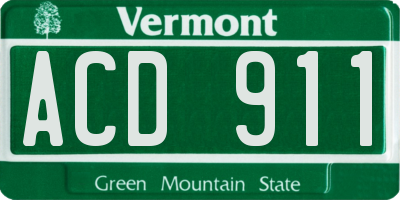 VT license plate ACD911