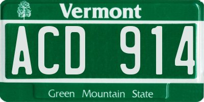 VT license plate ACD914