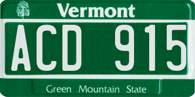 VT license plate ACD915