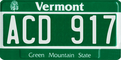 VT license plate ACD917