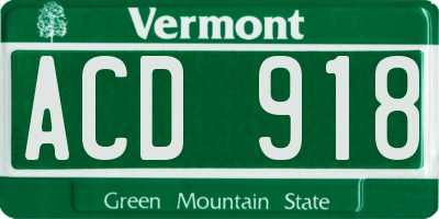 VT license plate ACD918