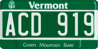 VT license plate ACD919