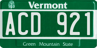 VT license plate ACD921