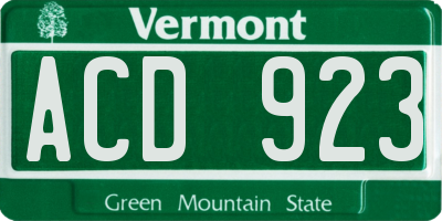 VT license plate ACD923