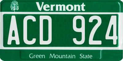 VT license plate ACD924