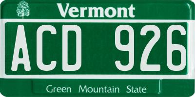 VT license plate ACD926