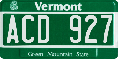 VT license plate ACD927