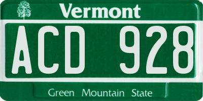 VT license plate ACD928