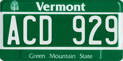 VT license plate ACD929