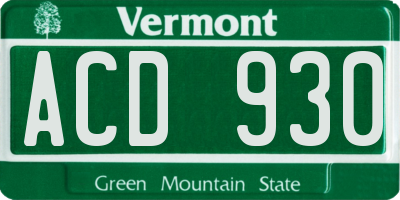 VT license plate ACD930