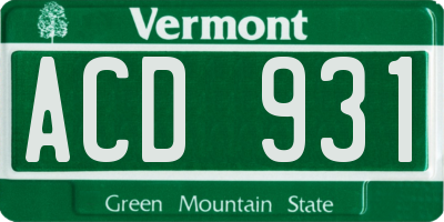 VT license plate ACD931