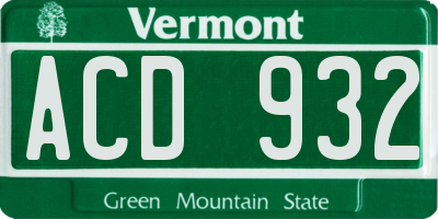 VT license plate ACD932